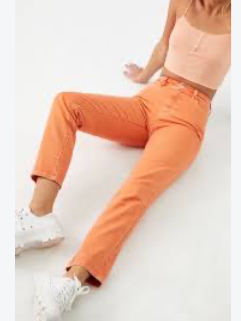 PacSun Orange High-Rise Straight-Leg Jeans